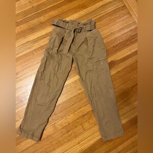 Banana Republic paper bag waist high-rise tapered chinos jeans pants camel 6 Y2K